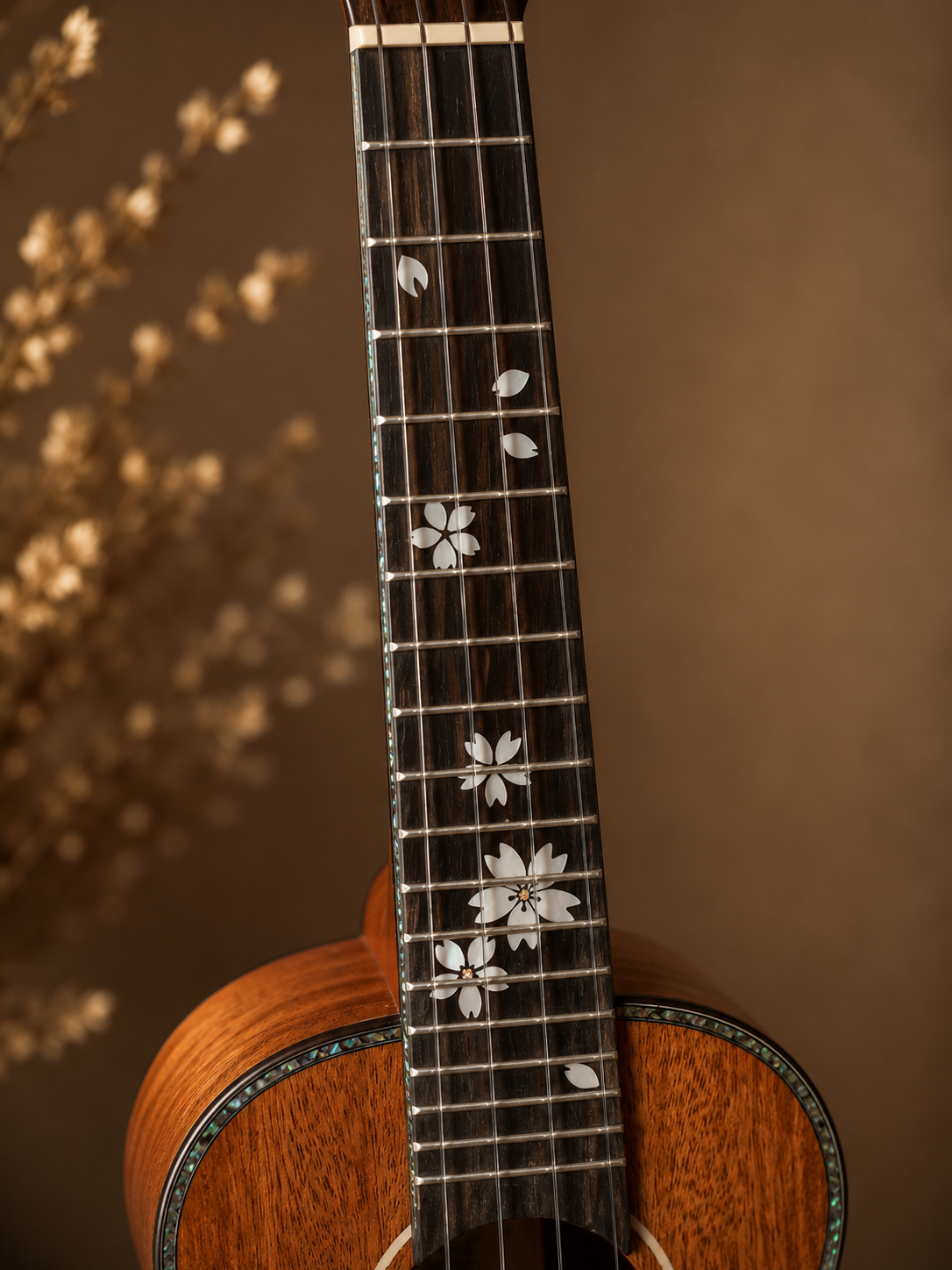 Bruno Lohengren Model No. 1 — cherry blossom inlay detail